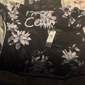 Calvin Klein Black Hoodie with Light Gray Floral Accent and matching leggings